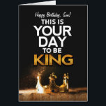 Birthday for Son, This is Your day to be King<br><div class="desc">Wish your son a Happy Birthday with this unique card featuring the message, "Happy Birthday, Son! This is Your day to be King." Design includes digitally rendered gold glitter effect for the word "king" and a gold crown with jewels background. Inside includes this message but can be customised to fit...</div>