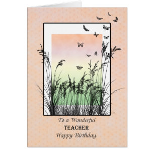 Birthday for Teacher, with butterflies