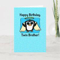 Birthday for Twin Brother - Little Angel Penguin