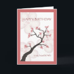 Birthday for Wife, Chinese Blossom Tree Card<br><div class="desc">Beautiful birthday card for your wife features illustration of a Chinese blossom tree with pink flower petals in a frame of coordinating colours.</div>