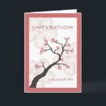Birthday for Wife, Chinese Blossom Tree Card<br><div class="desc">Beautiful birthday card for your wife features illustration of a Chinese blossom tree with pink flower petals in a frame of coordinating colours.</div>