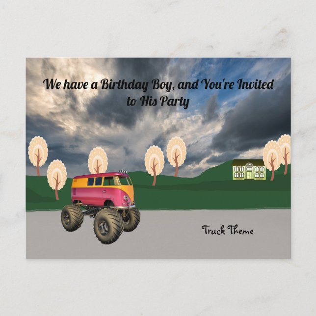 Birthday for Young Boy Truck Theme Postcard (Front)