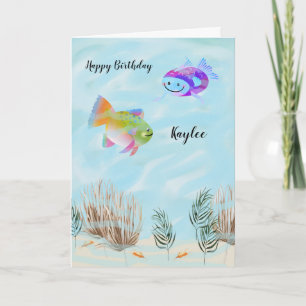 Birthday for Young Girl with Fish in the Sea Card