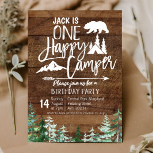 Birthday Forest Camping Party Kraft Camper Invitation