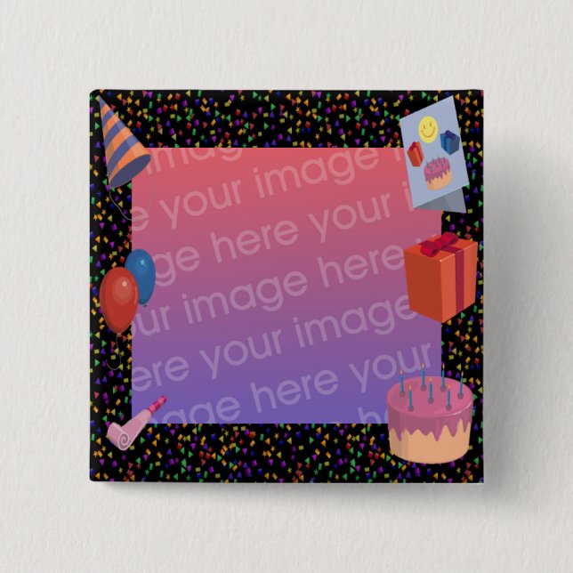 Birthday Frame 15 Cm Square Badge (Front)