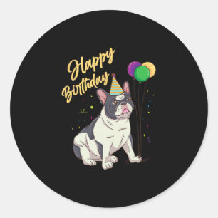 Birthday French Bulldog  Classic Round Sticker