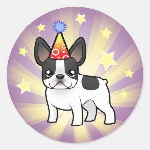 Birthday French Bulldog Classic Round Sticker