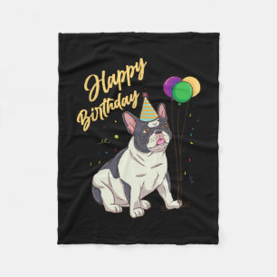 Birthday French Bulldog  Fleece Blanket