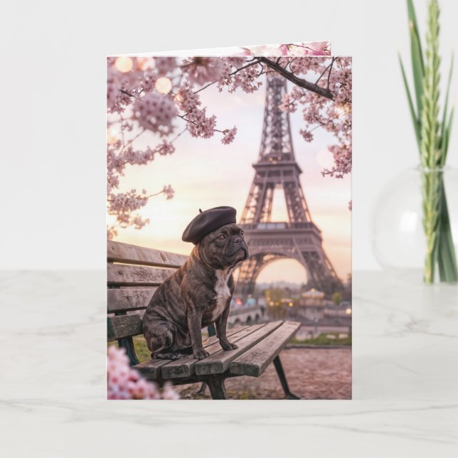 Birthday French Bulldog In Paris Card (Front)