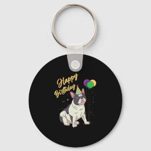 Birthday French Bulldog Key Ring