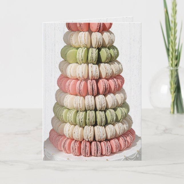 Birthday French Macaron Pastry Tiers Card (Front)