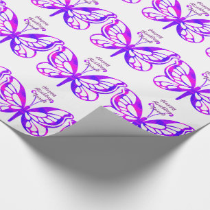 Birthday, friend, butterflies gift wrap. wrapping paper