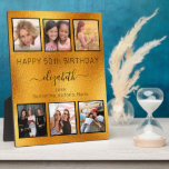 Birthday friend gold photo collage plaque<br><div class="desc">A gift from friends for a woman's 50th (or any age) birthday, celebrating her life with a collage of 6 of your high quality photos of her, her friends, family, interest or pets. Personalize and add her name, age 50 and your names. A faux gold metallic looking background. Her name...</div>