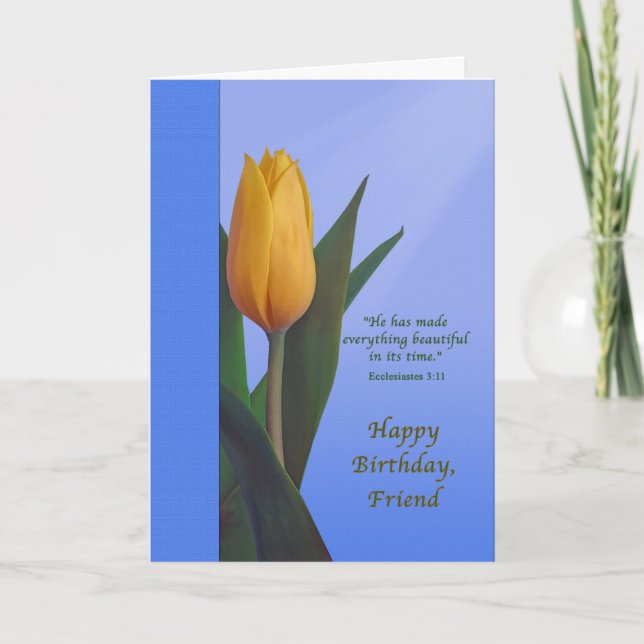 Birthday, Friend, Golden Tulip Flower Card (Front)