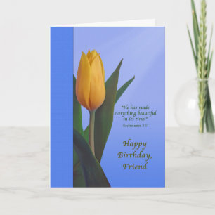 Birthday, Friend, Golden Tulip Flower Card