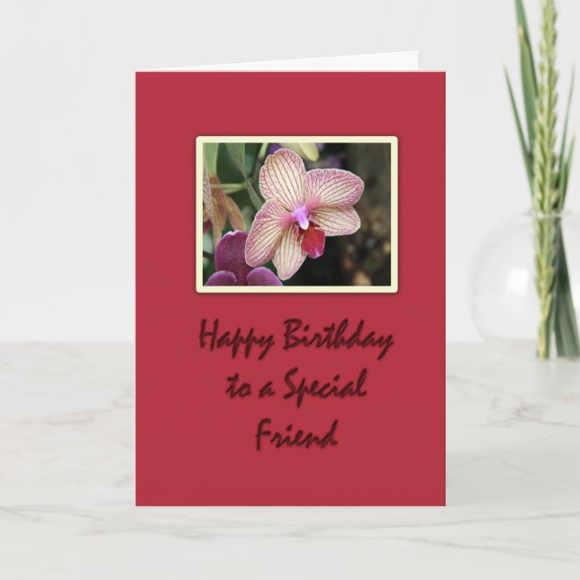 Birthday Friend Orchid Card (Front)