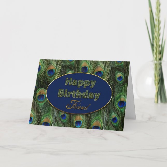 BIRTHDAY - FRIEND - PEACOCK CARD (Front)