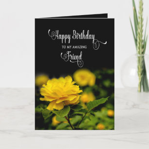 Birthday, Friend, Yellow Rose in Garden Card