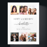 Birthday friends photo collage names paperweight<br><div class="desc">A gift from friends for a woman's 21st birthday, celebrating her life with a collage of 6 of your high quality photos of her, her friends, family, interest or pets. Personalise and add her name, age 21 and your names. Black text. Her name is written with a modern hand lettered...</div>