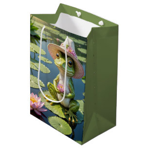 Birthday Frog On Lily Pad Medium Gift Bag