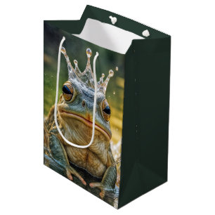 Birthday Frog Wearing a Water Splash Crown Medium Gift Bag