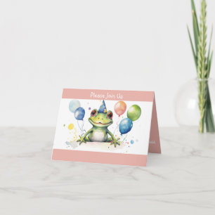 Birthday Frog with balloons Invitation