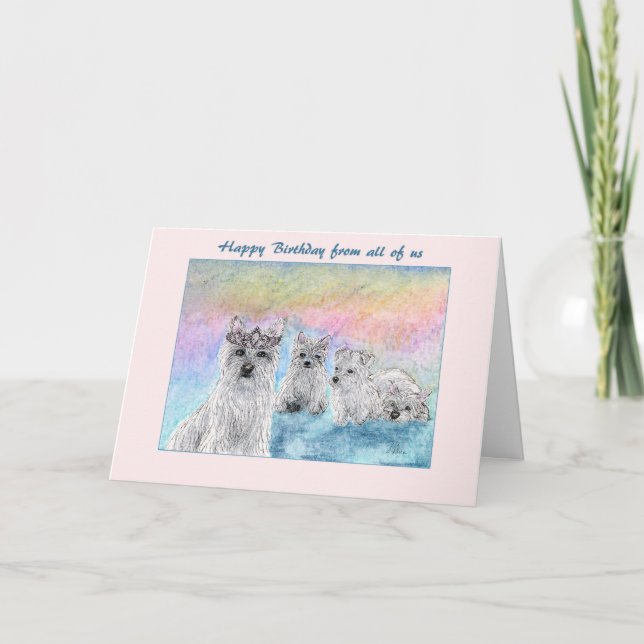Birthday from all of us, west highland terrier dog card (Front)