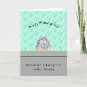 Birthday from Cat for Kids Thank You Card
