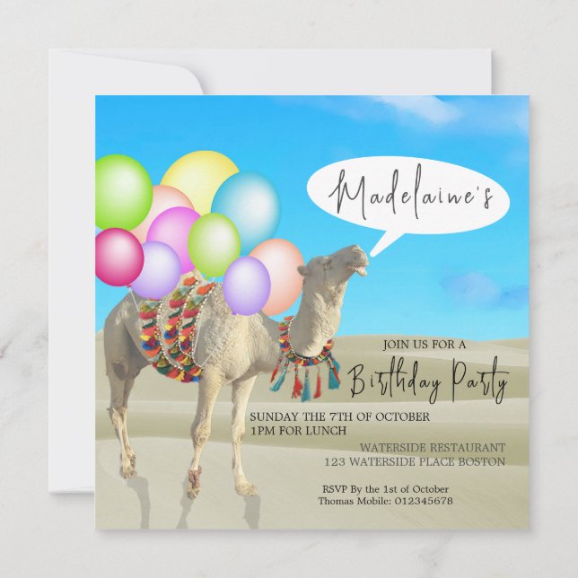Birthday Fun Adult Modern Colourful Balloons  Invitation (Back)
