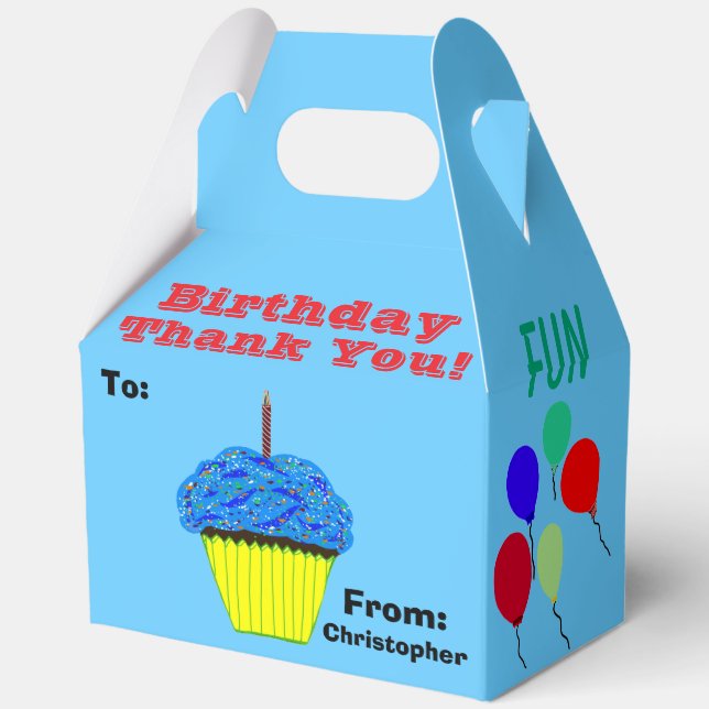 Birthday Fun Balloons Thank You Name Favour Box (Back)