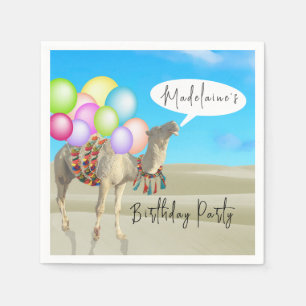 Birthday Fun Desert Camel Balloons Colourful Napkin
