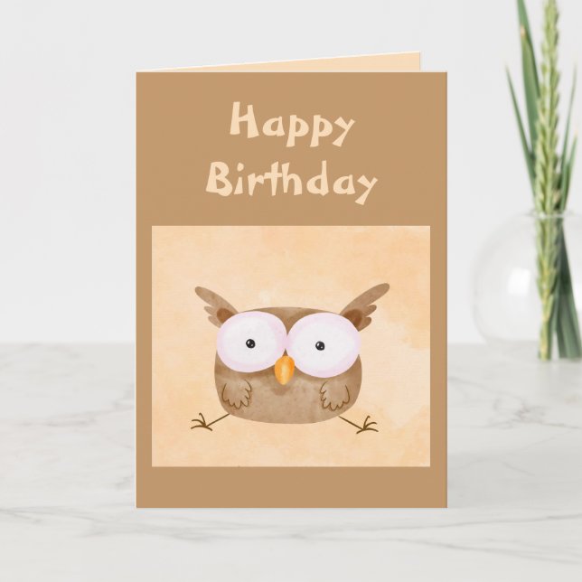 Birthday Fun Humour Shocked Owl Bird  Card (Front)