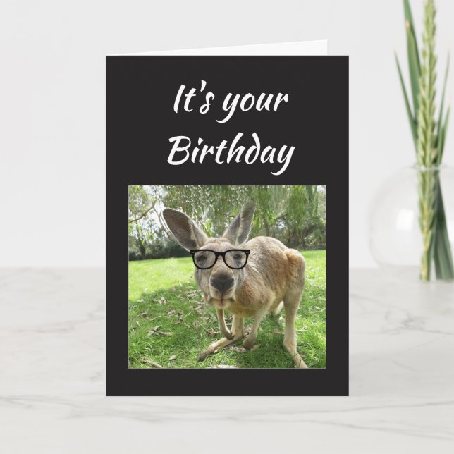 Birthday Fun Kangaroo Australia Animal art Card (Front)