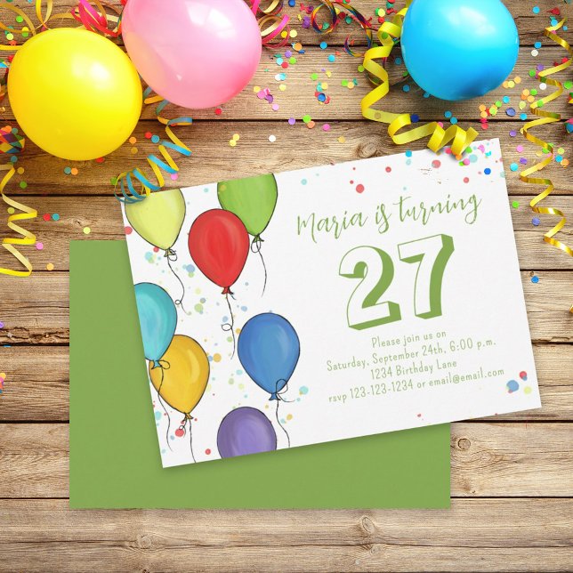 Birthday Fun Party Celebration Balloons Confetti Invitation (Creator Uploaded)