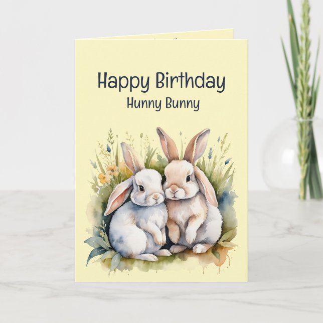 Birthday Fun Sweetheart Hunny Bunny Animal Art Card (Front)