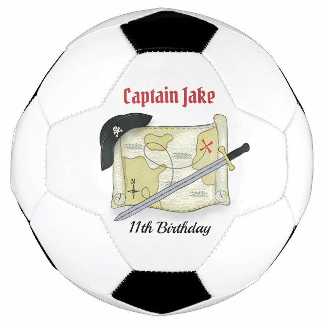 Birthday Fun Whimsical Pirate Hat Treasure Map Football (Front)