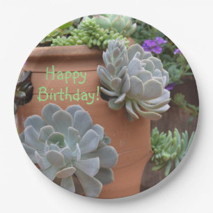 Birthday Fun With Succulents Paper Plate