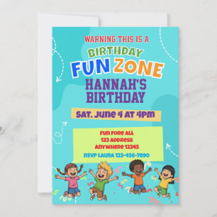 Birthday Fun Zone, Kids Celebrating Birthday Invitation