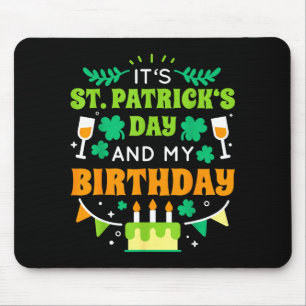 Birthday Funny Born On St Patricks Day 2020  Mouse Mat