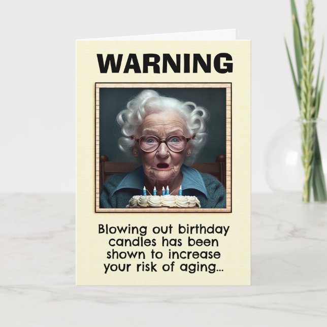 Birthday Funny Old Lady and Candles Card (Front)