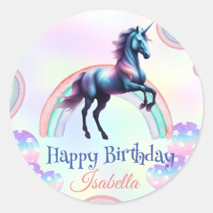 Birthday galaxy rainbow unicorn Party for Girl Classic Round Sticker