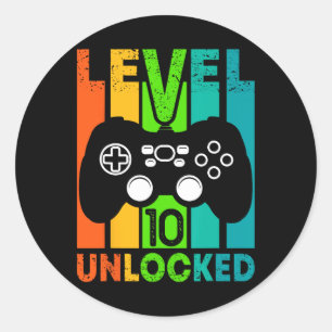 Birthday Gamer Boy Or Gamer Girl - Level 10 Unlock Classic Round Sticker