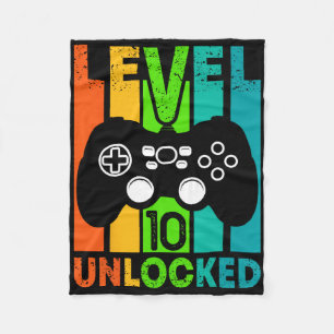 Birthday Gamer Boy Or Gamer Girl - Level 10 Unlock Fleece Blanket