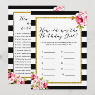 Birthday Games x2 - how old   who knows her Invitation