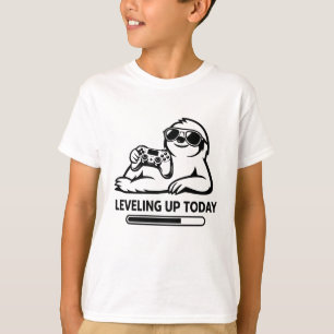Birthday Gaming Sloth Levelling Up Today T-Shirt