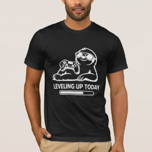 Birthday Gaming Sloth Levelling Up Today T-Shirt