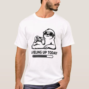 Birthday Gaming Sloth Levelling Up Today T-Shirt