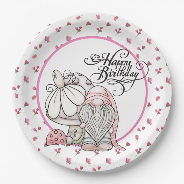 Birthday Garden Gnome  Paper Plate (Front)