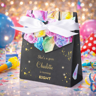 Birthday Gem Party Crystals Girl's watercolor Favour Box