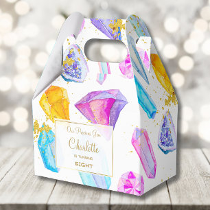 Birthday Gem Party Crystals Girl's watercolor Favour Box